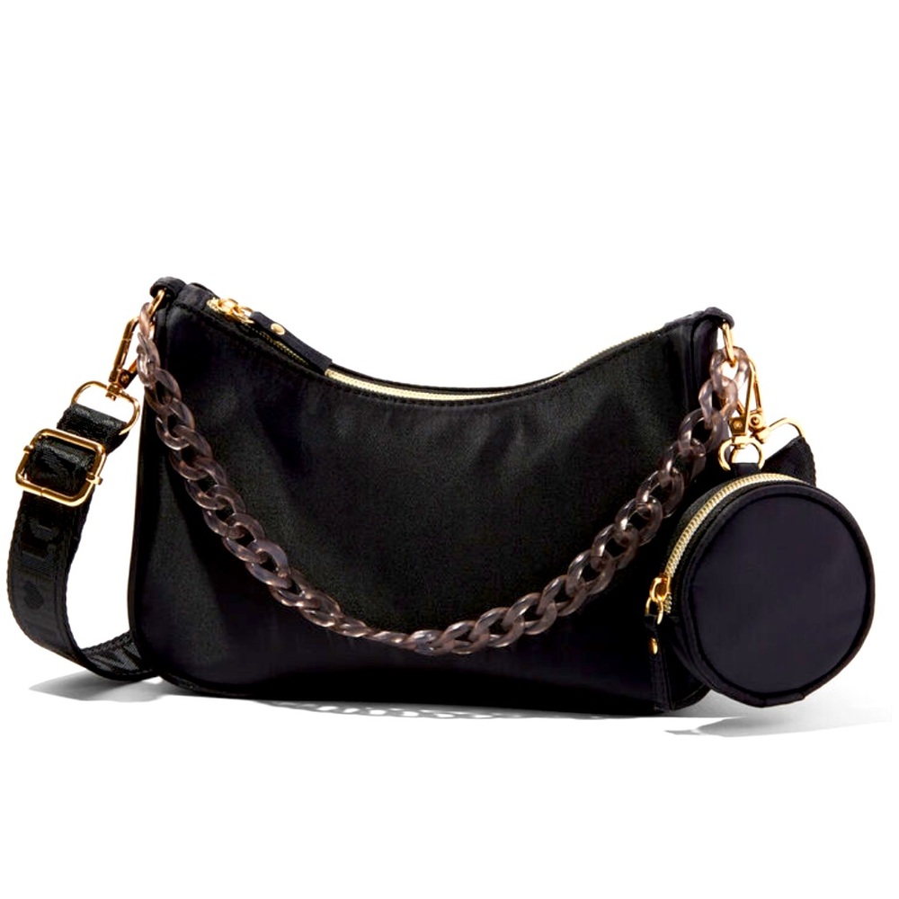 Black Dual Strap Crossbody Bag